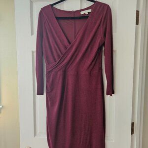 Loft M Burgundy Faux Wrap Dress
